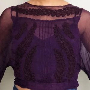 Sheer Plum Embroidered Blouse